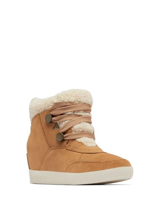 Sorel Out N About Faux Shearling Bootie in Tawny Buff/Sea Salt at 6
