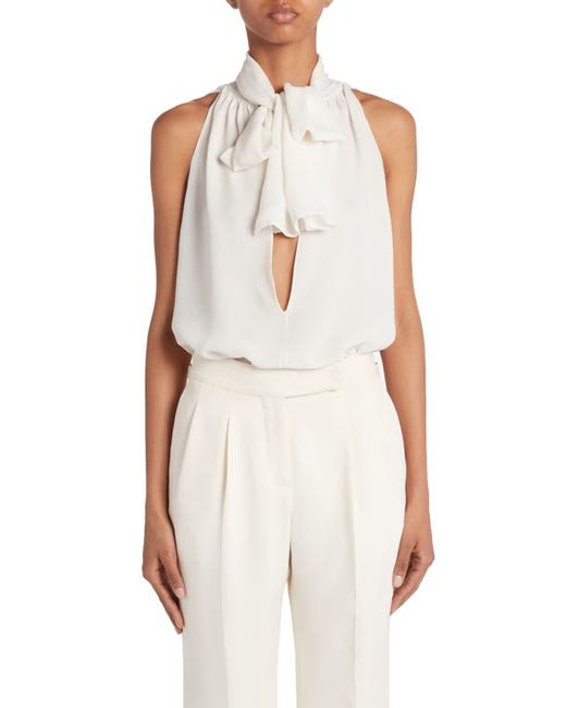 Tom Ford Tie Neck Cutout Sleeveless Silk Georgette Top in at 2 Us