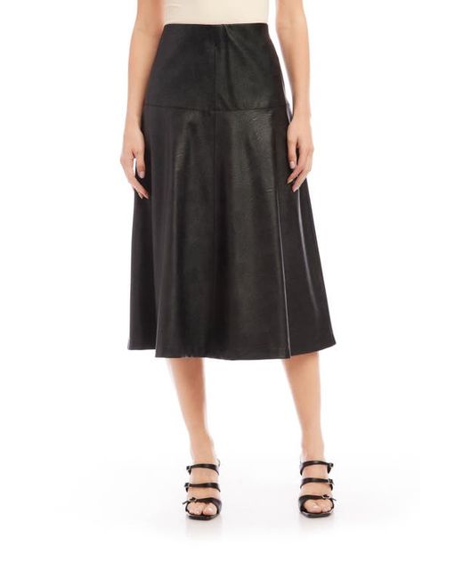 Karen Kane Faux Leather A-Line Midi Skirt in at X-Small