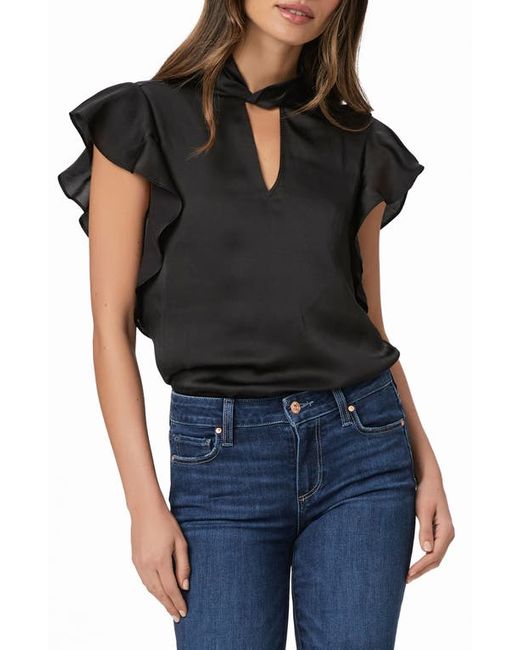 Paige Darra Flutter Sleeve Satin Top in at Xx-Small