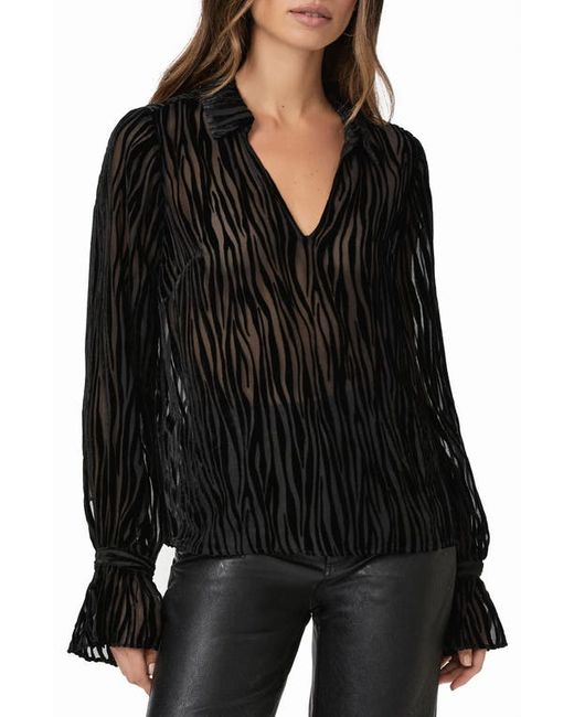 Paige Benet Sheer Animal Stripe Top in at Xx-Small