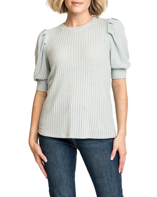 Gibsonlook Pointelle Puff Sleeve Knit Top in at