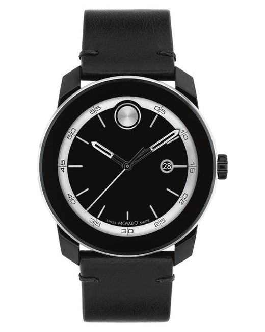 Movado Bold TR90 Leather Strap Watch 42mm in at