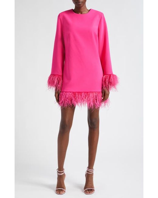 Likely Marullo Feather Trim Long Sleeve Dress in at 0