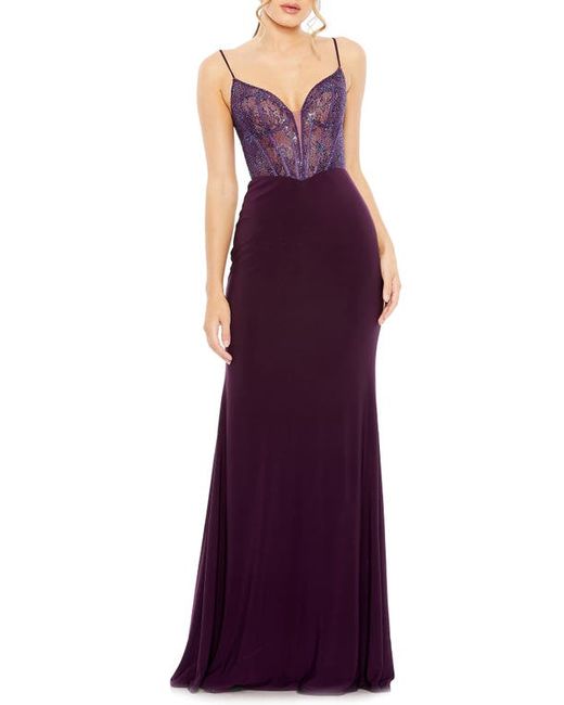Mac Duggal Mixed Media Embellished Lace Sheath Gown in at
