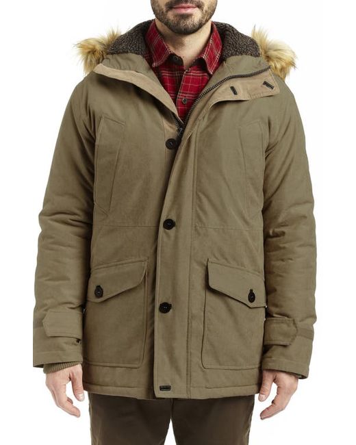 Rainforest Micro Oxford Hooded Faux Fur Trim Parka in at