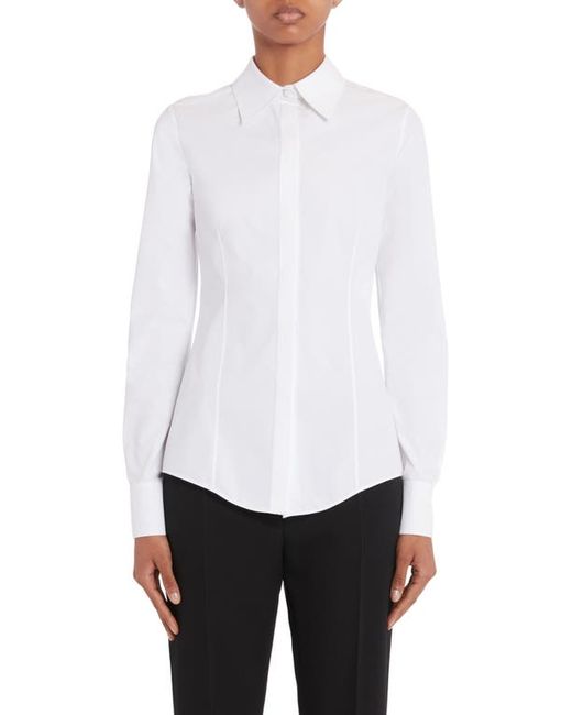 Valentino Fitted Cotton Poplin Button-Up Shirt in at 2 Us