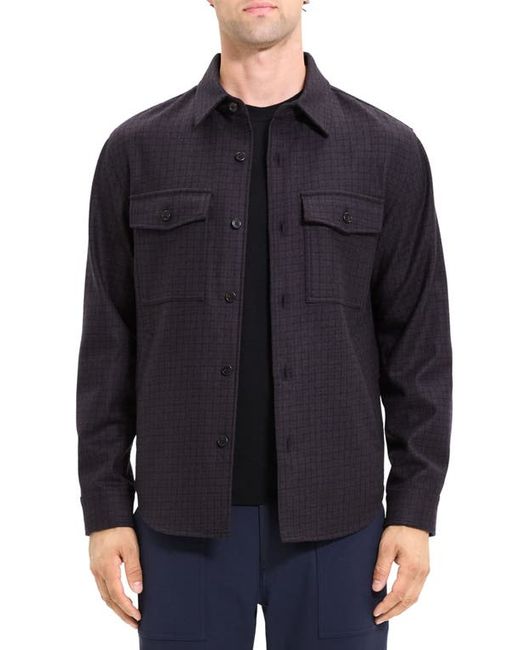 Theory Garvin Plaid Recycled Wool Blend Shirt Jacket in at