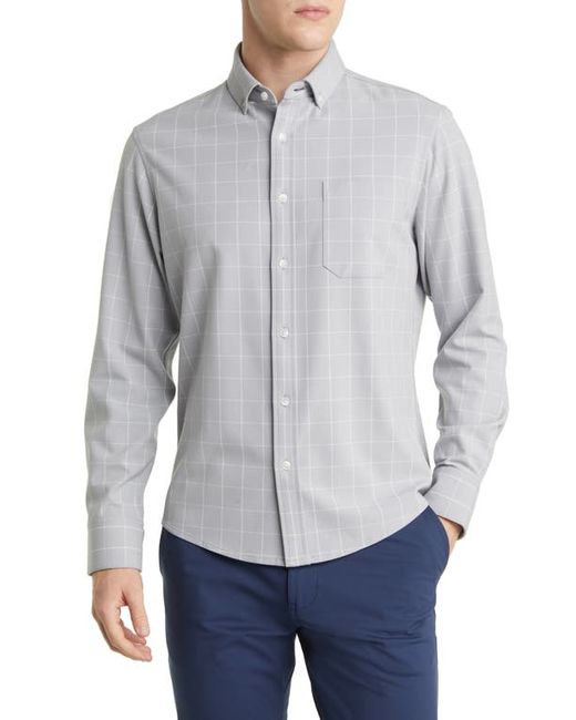Mizzen+Main City Trim Fit Aluminum Check Flannel Button-Down Shirt in at Small