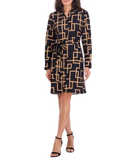 Foxcroft Rocca Maze Print Long Sleeve Shirtdress in at X-Small