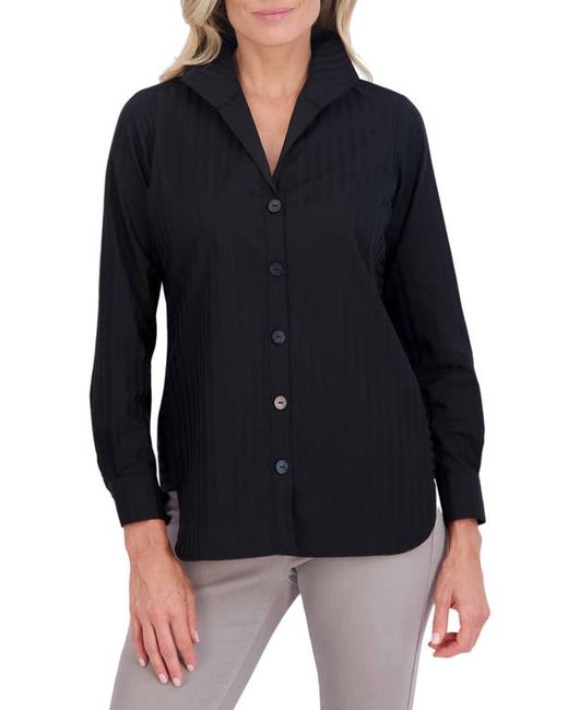 Foxcroft Pandora Stripe Cotton Blend Button-Up Shirt in at