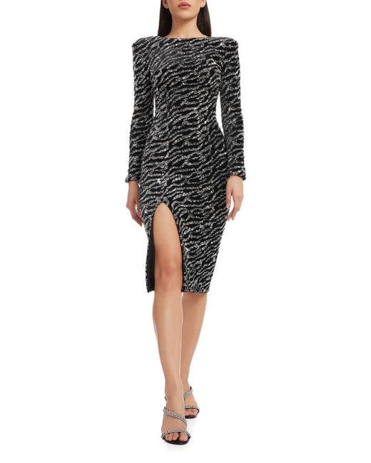 Dress the population Natalie Sequin Long Sleeve Body-Con Dress in at Xx-Small