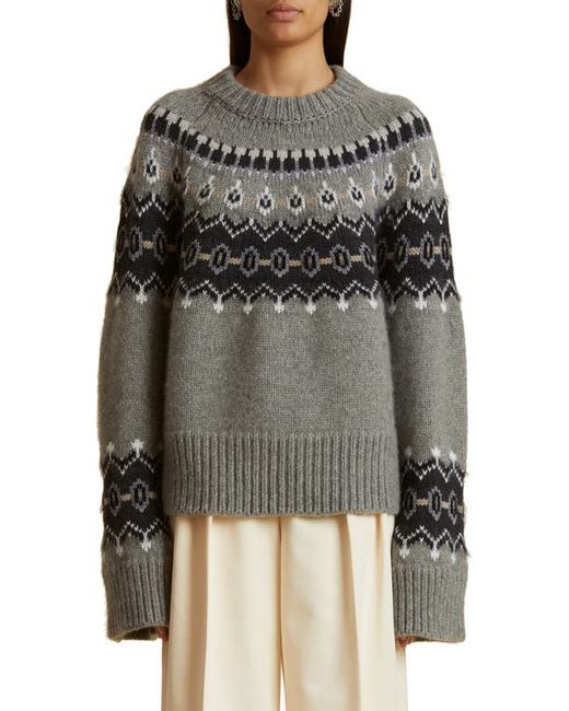 Khaite Halo Oversize Fair Isle Cashmere Blend Sweater in at X-Small