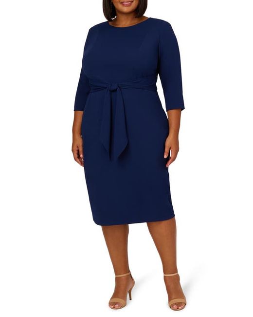 Adrianna Papell Tie Waist Crepe Sheath Dress in at