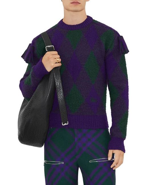 Burberry Check Tassel Wool Crewneck Sweater in at Small