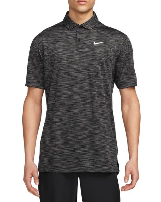 Nike Golf Dri-FIT Tour Space Dye Performance Golf Polo in Black/Iron Grey/White at