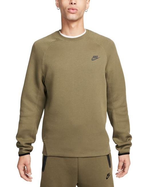 Nike Tech Fleece Crewneck Sweatshirt in Medium Olive/Black at