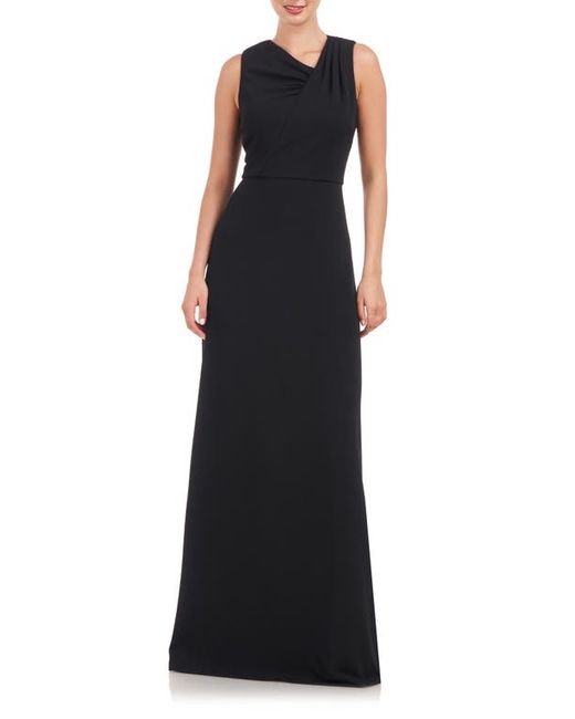 JS Collections Marcelle Asymmetric Neck Scuba Crepe A-Line Gown in at