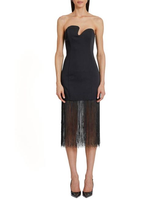 Amanda Uprichard Puzzle Strapless Fringe Trim Cocktail Dress in at X-Small