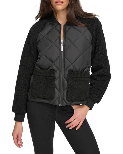 Andrew Marc Sport Mix Media Quilted Bomber Jacket in at