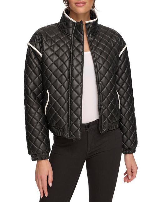 Andrew Marc Sport Quilted Faux Leather Bomber Jacket in at Small