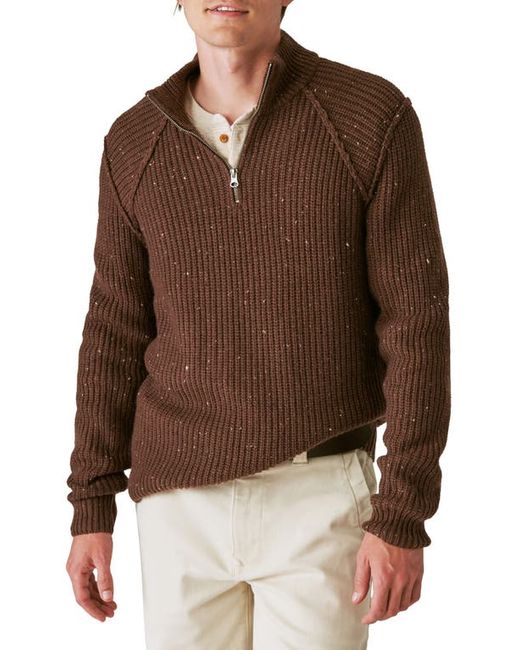 Lucky Brand Quarter Zip Tweed Sweater in at