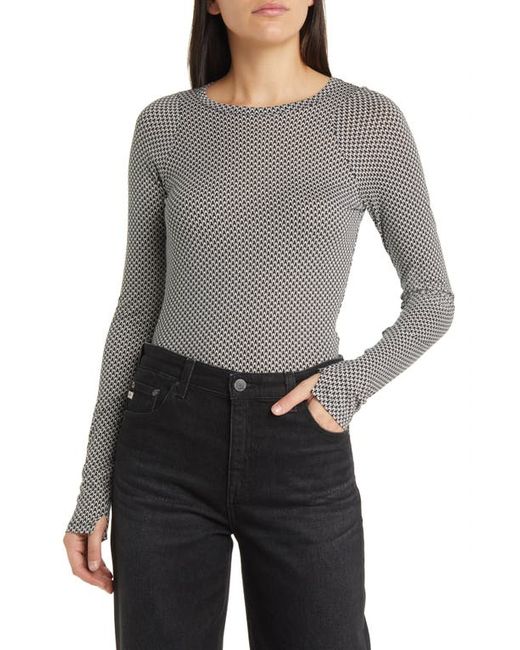 Rag & Bone Shaw Houndstooth Long Sleeve Cotton Top in at Xx-Small