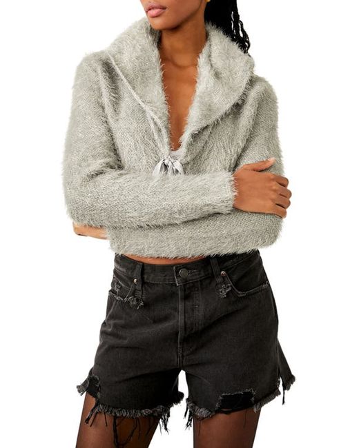 Free People Mina Tie Front Faux Fur Crop Cardigan in at Large