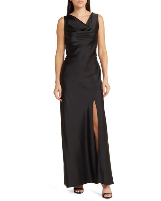 Wayf The Lea Cowl Neck Satin Gown in at X-Small