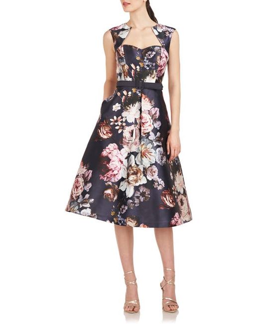 Kay Unger Arielle Floral Print Midi Cocktail Dress in at