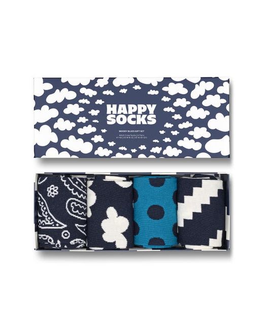 Happy Socks Assorted 4-Pack Moody Crew Socks Gift Set in at