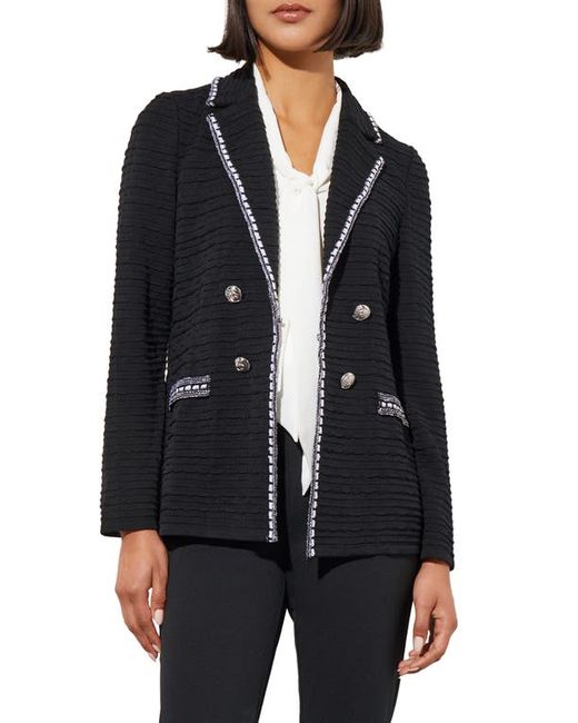 Ming Wang Contrast Trim Textured Knit Blazer in Black at Xx-Small