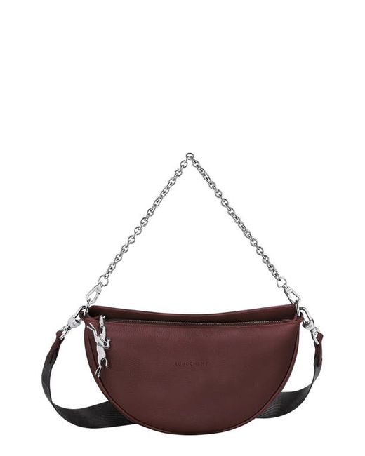 Longchamp Small Roseau Essential Soft Half Moon Leather Crossbody Bag in at