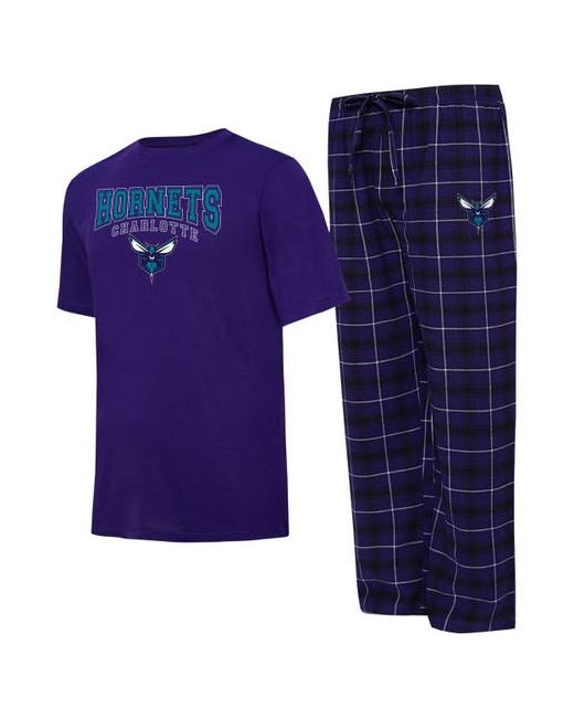 College Concepts Black Charlotte Hornets Arctic T-Shirt Pajama Pants Sleep Set at Medium