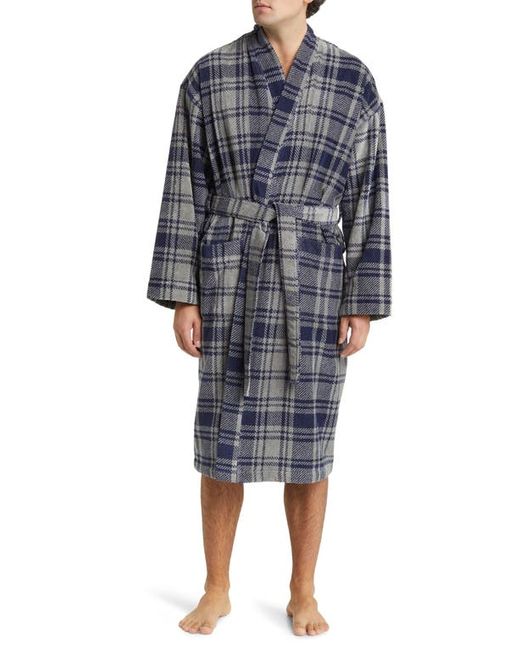 Majestic International Tidings Cotton Robe in Navy/Grey at