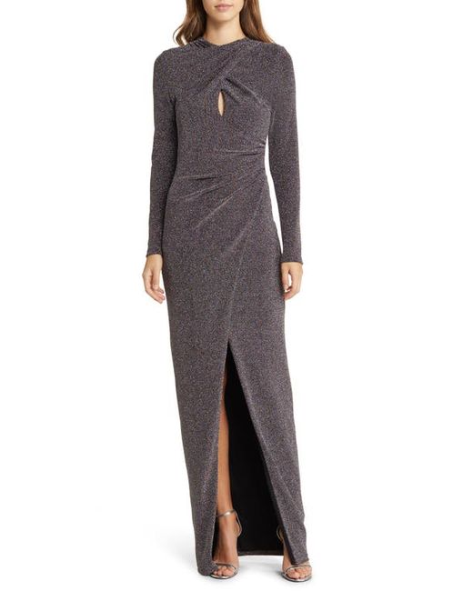 Black Halo Cece Metallic Long Sleeve Gown in at