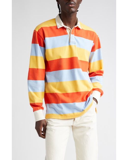 Drake's Stripe Long Sleeve Rugby Polo in at Small