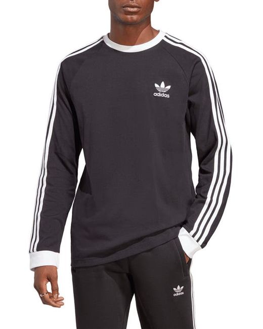 Adidas Originals 3-Stripes Long Sleeve Cotton T-Shirt in at Small