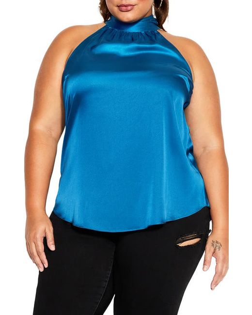 City Chic Shine Sleeveless Satin Top in at