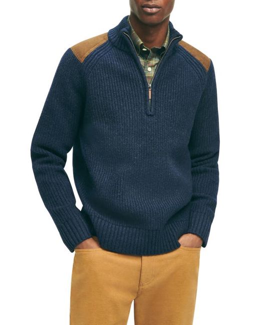 Brooks Brothers Military Half Zip Lambswool Sweater Medium