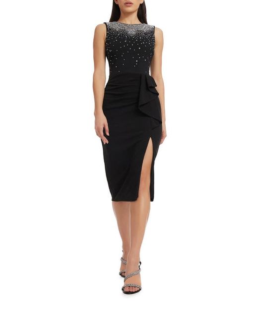 Dress the population Emily Beaded Side Ruffle Cocktail Dress Xx-Small