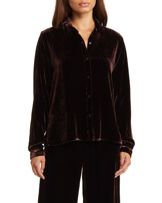 Eileen Fisher Classic Collar Easy Velvet Button-Up Shirt Xx-Small