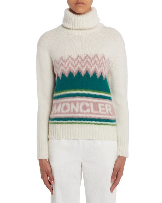 Moncler Festive Logo Intarsia Wool Turtleneck Sweater Small