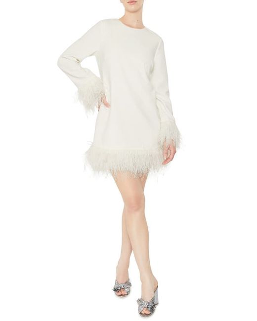 Likely Marullo Feather Trim Long Sleeve Dress