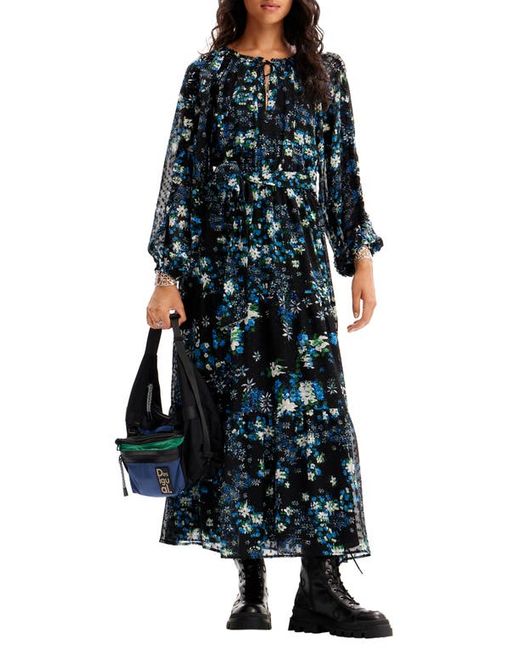 Desigual Rhode Island Floral Print Long Sleeve Maxi Dress X-Small