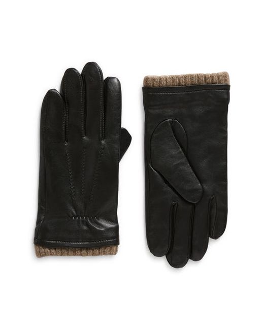 Nordstrom Leather Cashmere Cuff Gloves Small