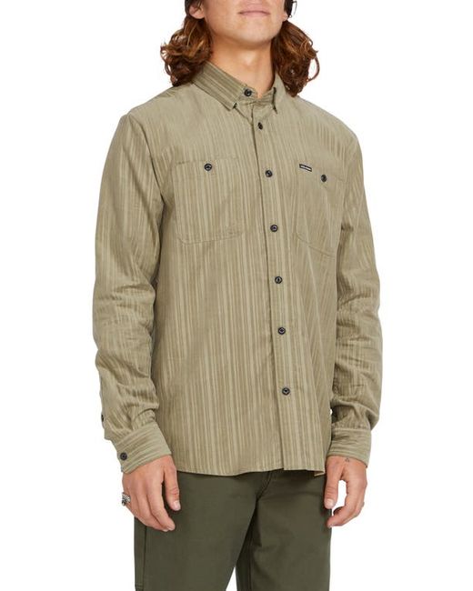 Volcom Fat Tony Classic Fit Corduroy Stripe Button-Up Shirt Small