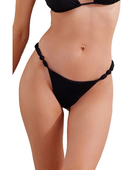 Vix Athena Solid Beaded Knot Bikini Bottoms X-Small