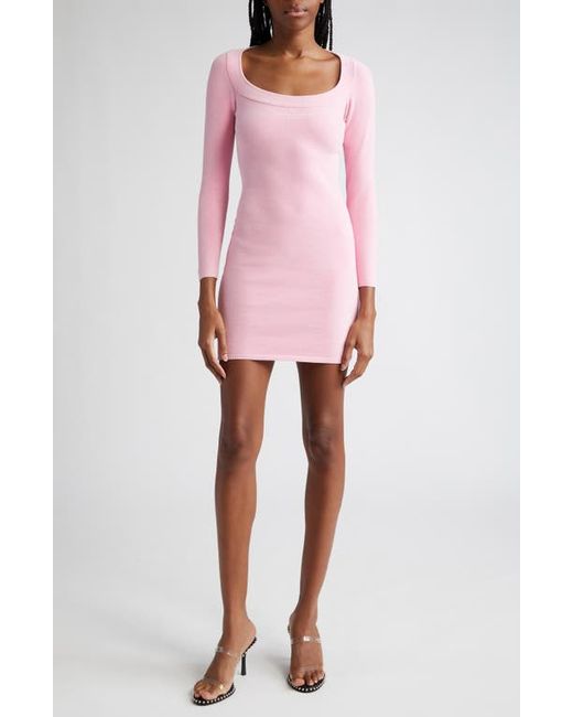 Alexander Wang Logo Embroidered Long Sleeve Body-Con Sweater Dress