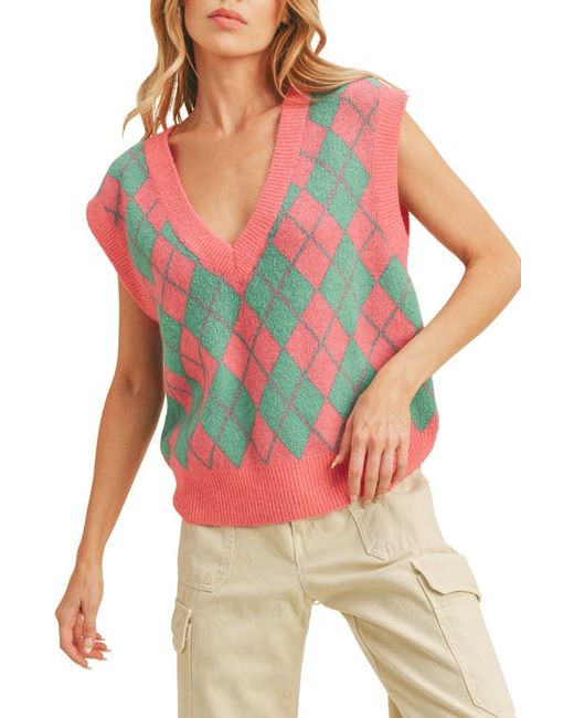 All In Favor Argyle Oversize Sweater Vest Small